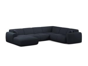 Canapea modulara cu colt albastru navy din textil pentru 6 persoane Molino Panoramic Chenille Eden Right Micadoni