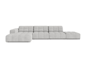 Canapea modulara cu colt argintie din textil pentru 5 persoane Jennifer Chenille Left Micadoni