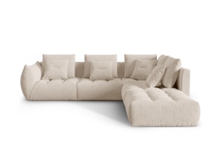 Canapea modulara cu colt bej deschis din textil pentru 4 persoane Bloom Wind Right Micadoni