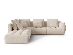 Canapea modulara cu colt bej inchis din textil pentru 4 persoane Bloom Wind Left Micadoni