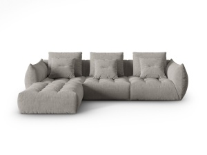 Canapea modulara cu colt gri deschis din textil pentru 5 persoane Bloom Wind Left Micadoni
