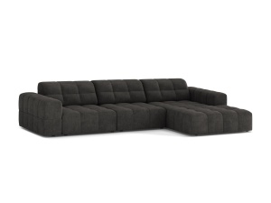Canapea modulara cu colt gri inchis din textil pentru 4 persoane Jennifer Chenille Right 294 Micadoni