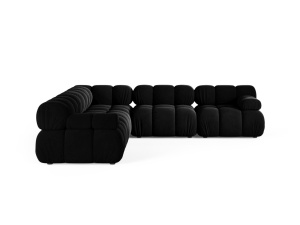 Canapea modulara cu colt neagra din catifea pentru 5 persoane Bellis Micadoni