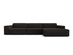 Canapea modulara cu colt neagra din textil pentru 4 persoane Jodie Liberty Right Micadoni