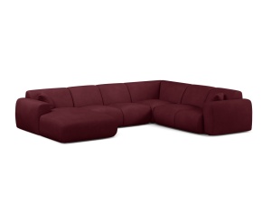 Canapea modulara cu colt rosu bordo din textil pentru 6 persoane Molino Panoramic Chenille Rebel Right Micadoni