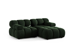 Canapea modulara cu colt verde din catifea pentru 3 persoane Bellis Right Micadoni