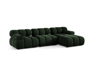 Canapea modulara cu colt verde din catifea pentru 4 persoane Bellis Right Micadoni