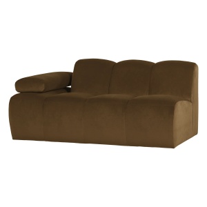 Canapea modulara galben miere din catifea pentru 1.5 persoane Mojo Left Woood
