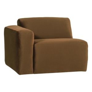 Canapea modulara galben miere din catifea pentru 1 persoana Mojo 105 Left Woood