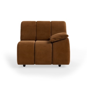 Canapea modulara maro caramel din catifea 98 cm Wave Right Low Arm HKliving