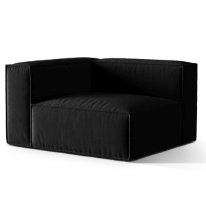 Canapea modulara neagra din catifea pentru 1 persoana Nuria Left Parisian Micadoni