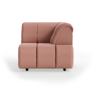 Canapea modulara roz prafuit din textil 98 cm Wave Right High Arm HKliving