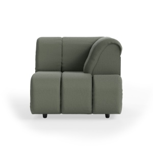 Canapea modulara verde army din bumbac 98 cm Wave Right High Arm HKliving