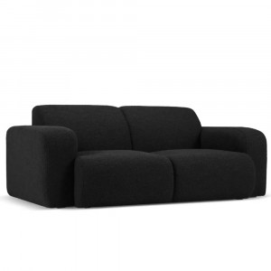 Canapea neagra din textil pentru 2 persoane Molino Boucle Micadoni