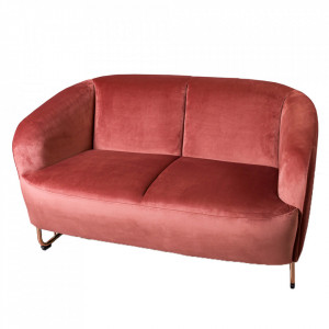 Canapea roz din catifea si inox 133 cm Fam Gilli