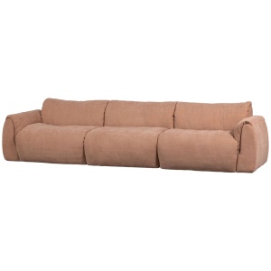 Canapea roz din textil pentru 3 persoane Baggy Chenille Woood
