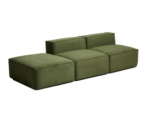 Canapea verde din textil pentru 3 persoane Blok Corduroy Kave Home