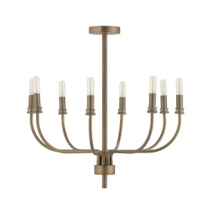 Candelabru din metal maro alama cu 8 becuri Matthew Thai Natura