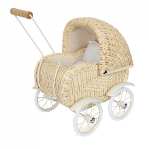 Carucior pentru papusi bej din PAL si metal Vintage Small Foot