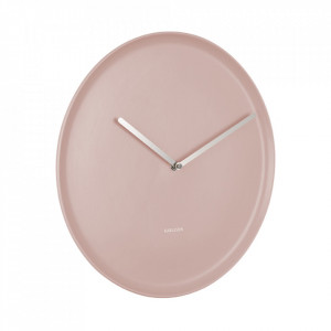 Ceas de perete rotund roz prafuit din portelan 35 cm Plate Present Time