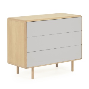 Comoda alba/maro din lemn 99 cm Anielle Kave Home