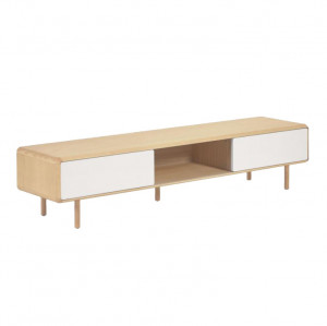 Comoda TV alba/maro din lemn de frasin si MDF 180 cm Anielle Kave Home