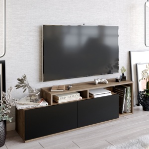 Comoda TV maro/neagra 150 cm Nexera The Home Collection