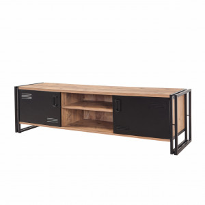 Comoda TV neagra/maro 180 cm Cosmo Rex The Home Collection