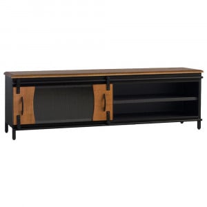 Comoda TV neagra/maro din lemn 160 cm Zanzibar Giner y Colomer