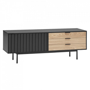 Comoda TV neagra/maro din metal 140 cm Sierra Teulat