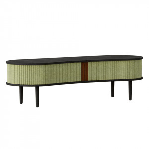Comoda TV neagra/verde din lemn si poliester 140 cm Audacious Umage