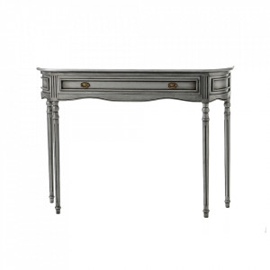 Consola argintie din MDF si lemn 110 cm Medaillon Metal Amadeus