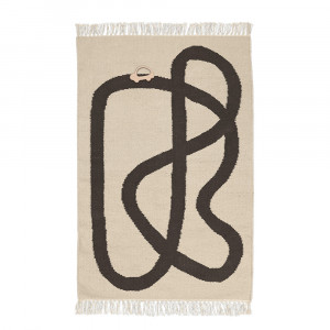 Covor alb antic/maro ciocolata din bumbac 70x105 cm Lane Ferm Living