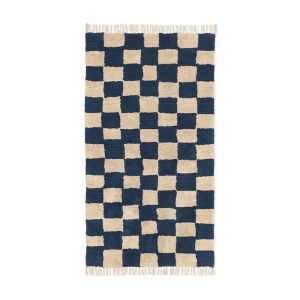 Covor albastru/bej nisipiu din bumbac 80x150 cm Mara Ferm Living