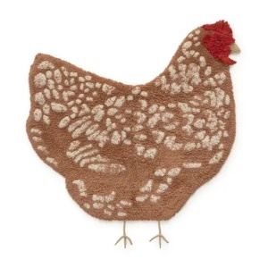 Covor pentru copii multicolor din bumbac 100x110 cm Chicken Lorena Canals