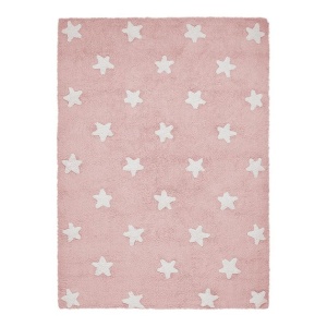 Covor pentru copii roz/alb din bumbac 120x160 cm Stars Lorena Canals