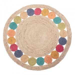 Covor rotund multicolor din iuta 120 cm Dots The Home Collection
