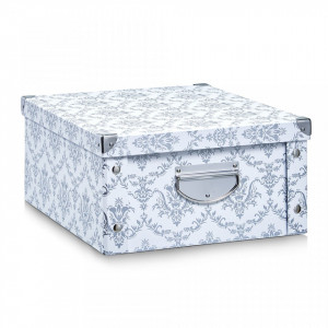Cutie alba/gri cu capac din hartie Vintage Low Zeller