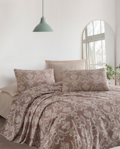 Cuvertura maro din bumbac 160x235 cm Pure The Home Collection