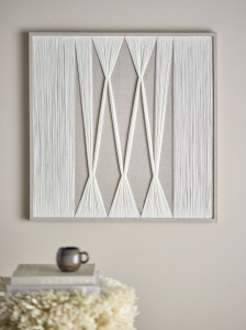 Decoratiune de perete bej/alba din bumbac 80x80 cm Didder Bloomingville