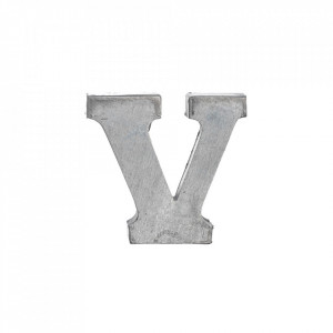 Decoratiune gri din metal 5 cm Letter V Madam Stoltz