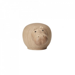 Decoratiune maro din lemn de stejar 6 cm Hibo Hippopotamus Woud