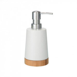 Dispenser sapun lichid alb/maro din ceramica 330 ml Bamboo Wenko
