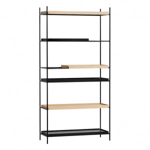 Etajera neagra/maro din lemn de stejar si metal 201 cm Tray Shelf Woud