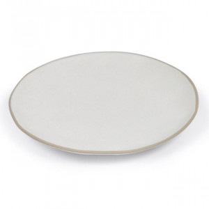 Farfurie pentru desert alba/maro din portelan 21x22 cm Ryba Kave Home