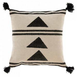 Fata de perna crem/neagra din bumbac 45x45 cm Brafton Kave Home