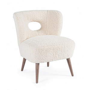 Fotoliu alb/maro din textil Cortina Bizzotto