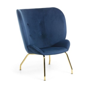 Fotoliu albastru/auriu din textil Violet Kave Home