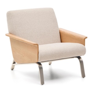Fotoliu bej din textil Amsen Kave Home