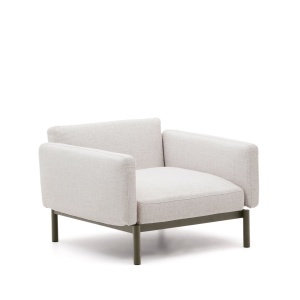Fotoliu exterior alb/verde din textil Sorells Kave Home